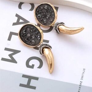 Valeria Encrusted Oval Horn Earrings